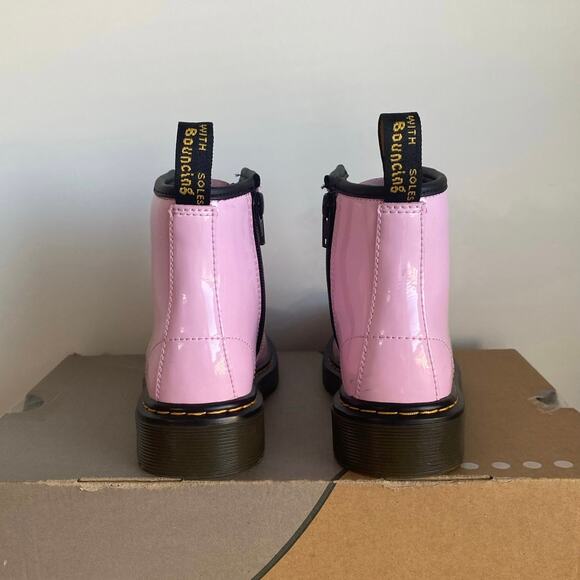 Dr. Martens 1460 Pink Leather Lace Up Zip Ankle Boots Girls  -Size 12 C - Picture 3 of 13